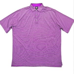 FootJoy Purple Stripe Performance Golf Polo Shirt Quick Dry Size XXL 2X Foot Joy